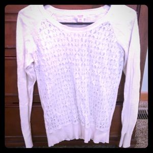 Off white lace front lightweight sweater